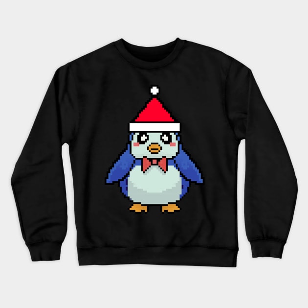 Penguin Pixelated Christmas - Funny Penguin Xmas Crewneck Sweatshirt by Anassein.os